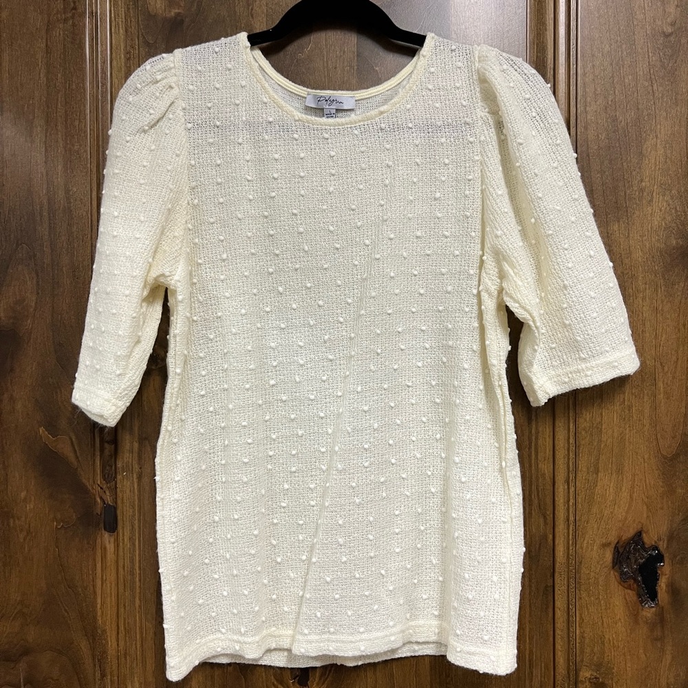 Mini Pom Top 3/4 Puff Sleeve NWOT